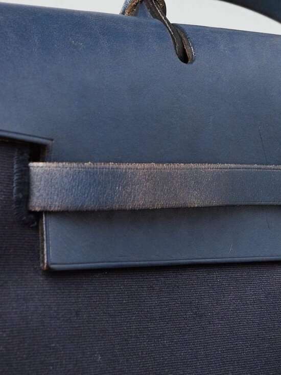 Hermes 30cm Navy Bleu Canvas/Vache Calfskin Leather Herbag PM 2-in-1 Backpack... main image 9